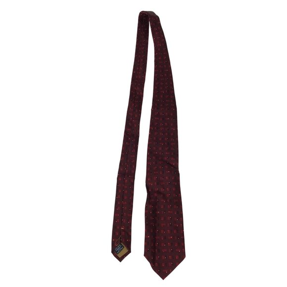 YSL YVES SAINT LAURENT RED MAROON 100% SILK NECK TIE - Picture 1 of 7
